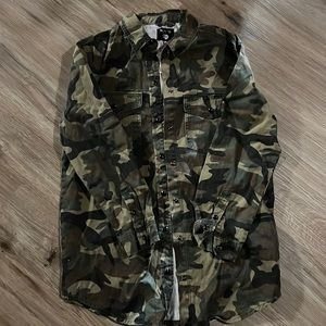 COPY - Long sleeve denim army fatigue snap shirt